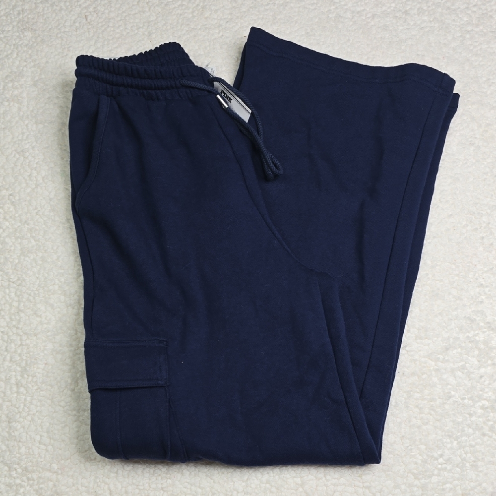 3343 NWT PINK Campus Fleece Wide-Leg Cargo Sweatpants Sz Small
